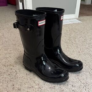 Hunter Short Glossy Black Waterproof Boots